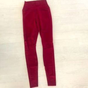 alo ripped warrior leggings red